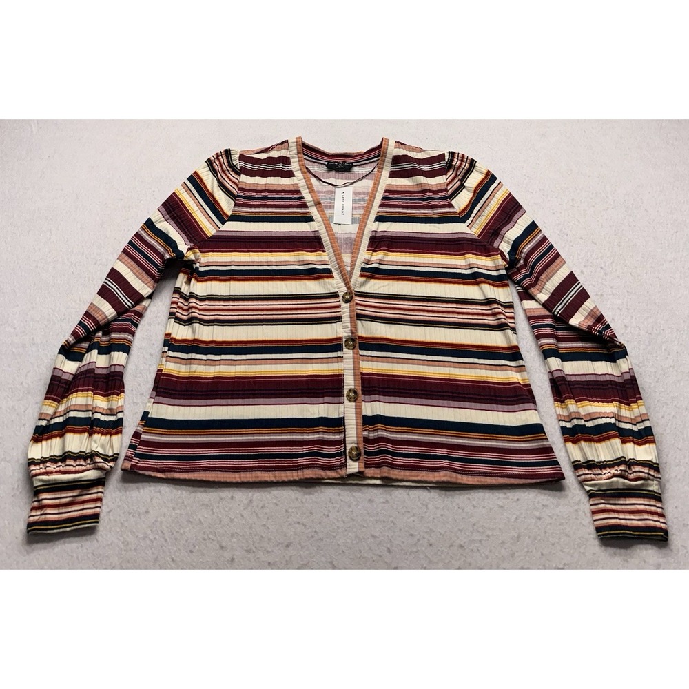 Lane Bryant NWT 14/16 Cardigan Sweater Deep Plunge Stripe XL New Defects Hole